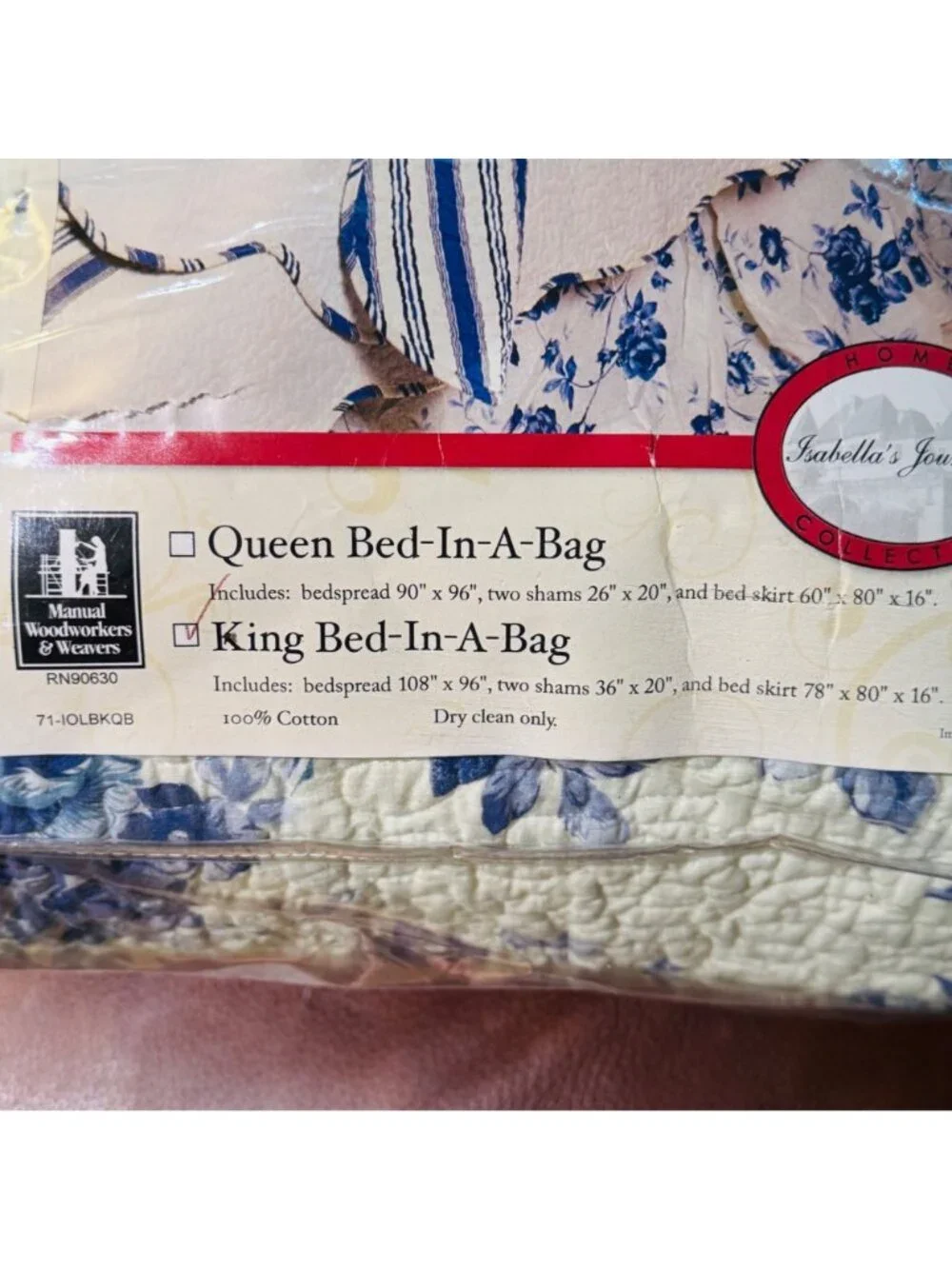 Isabella's Journey Linwood Blue Floral Quilted Bed-in-a-Bag 4 Piece King Size